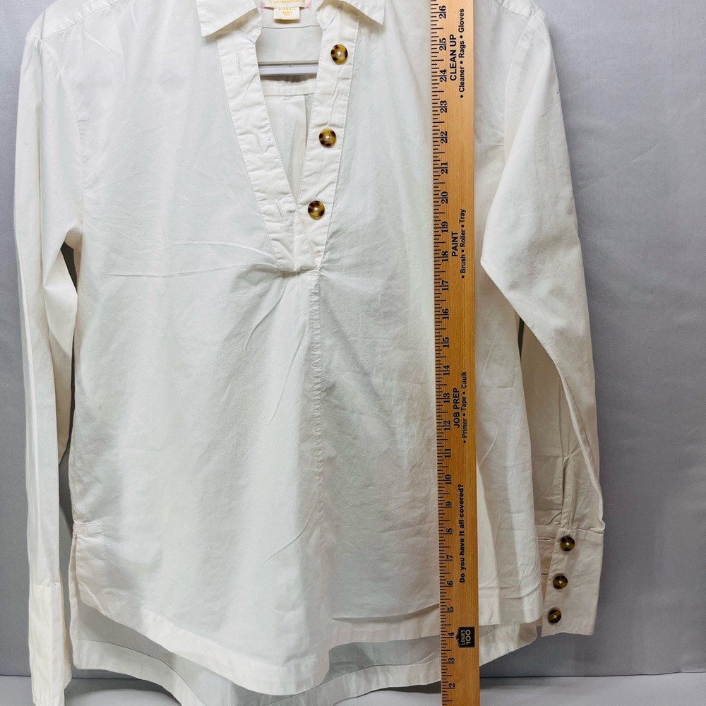 Anthropologie Maeve Henley Popover Shirt in white cotton poplin‎ - Picture 8 of 12